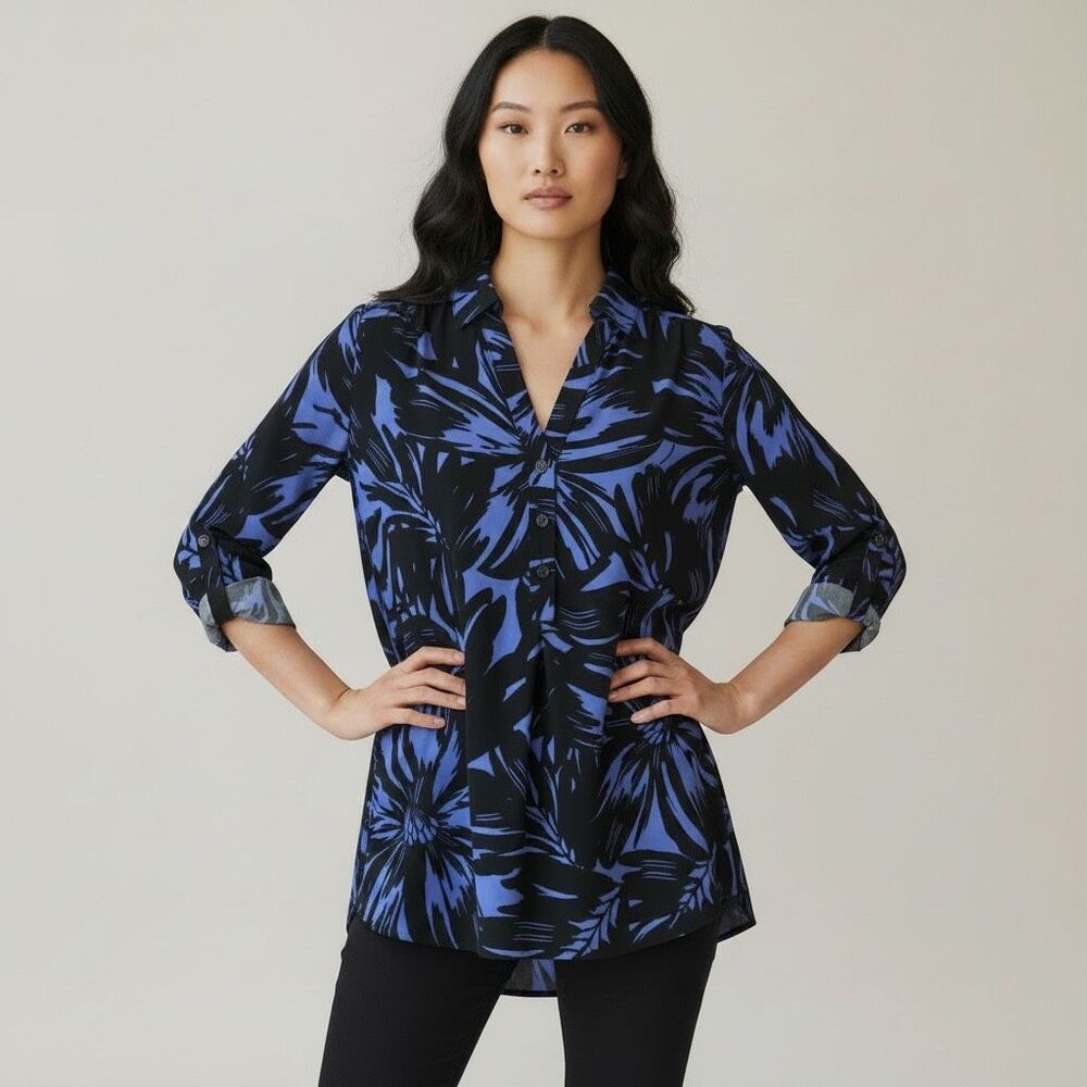 Dana Buchman Women’s Honolulu Garden Bloom Blouse Shirt Size Large